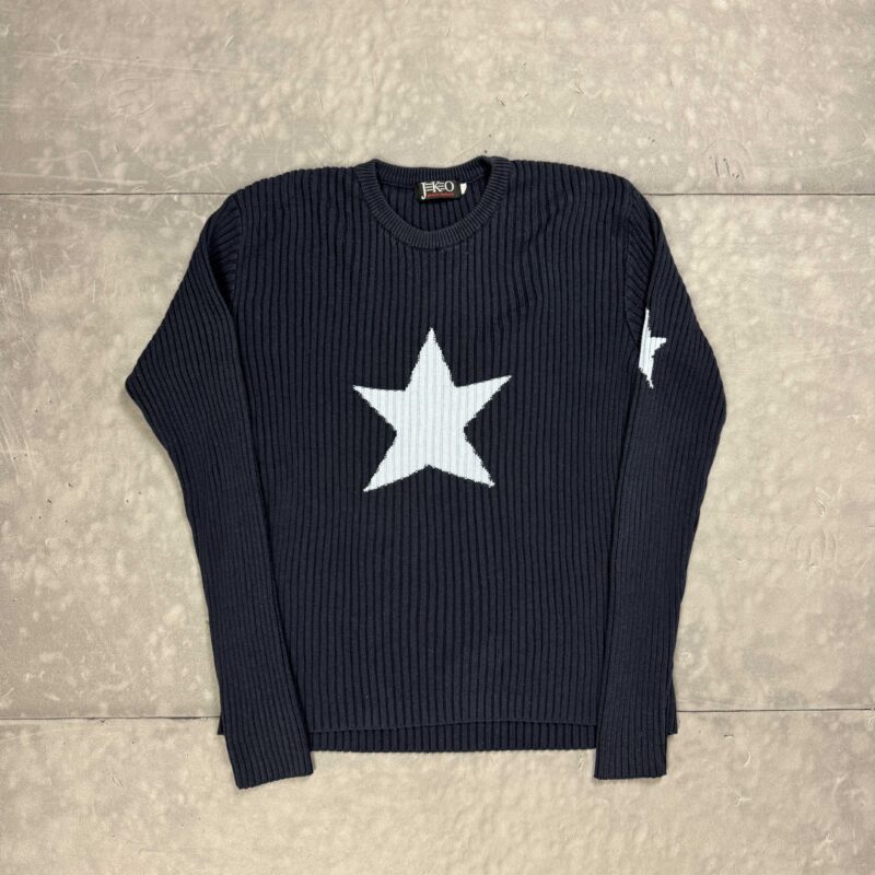 Vintage y2k sweter z dużym printem retro (M)