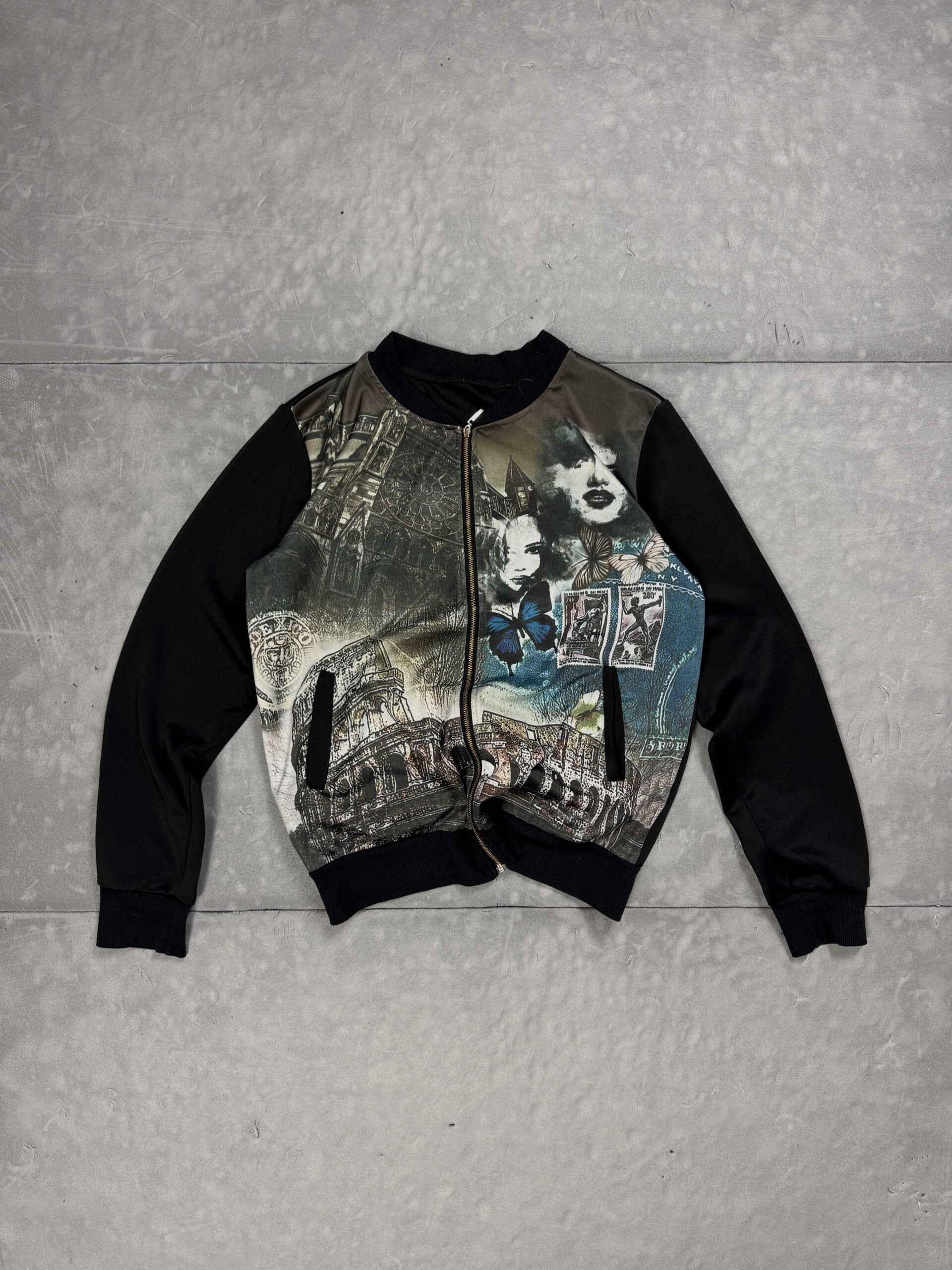 Vintage zapinana bluza overprint zip y2k (M)
