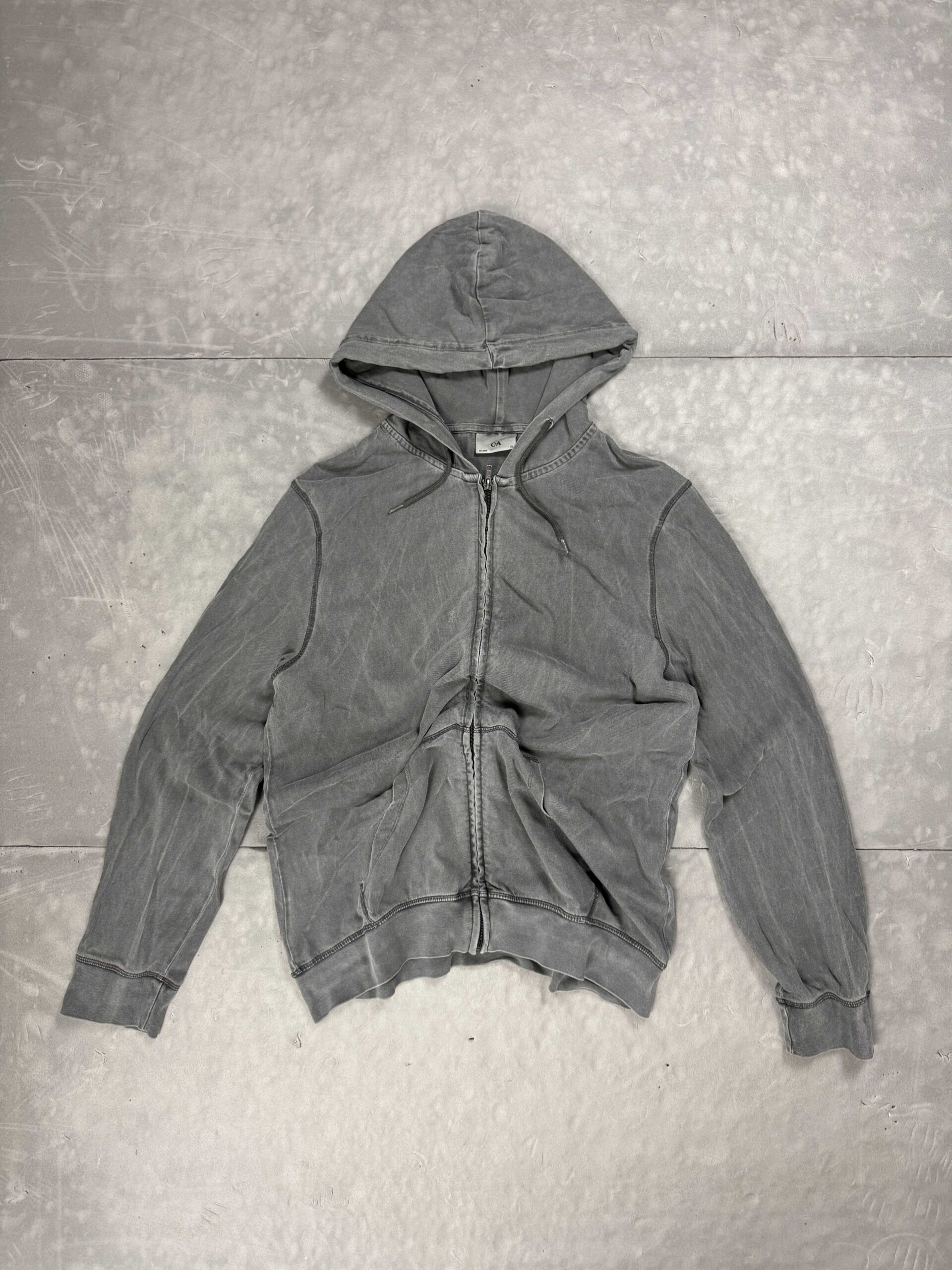 Vintage washed zip hoodie bluza z kapturem oversize (XL)