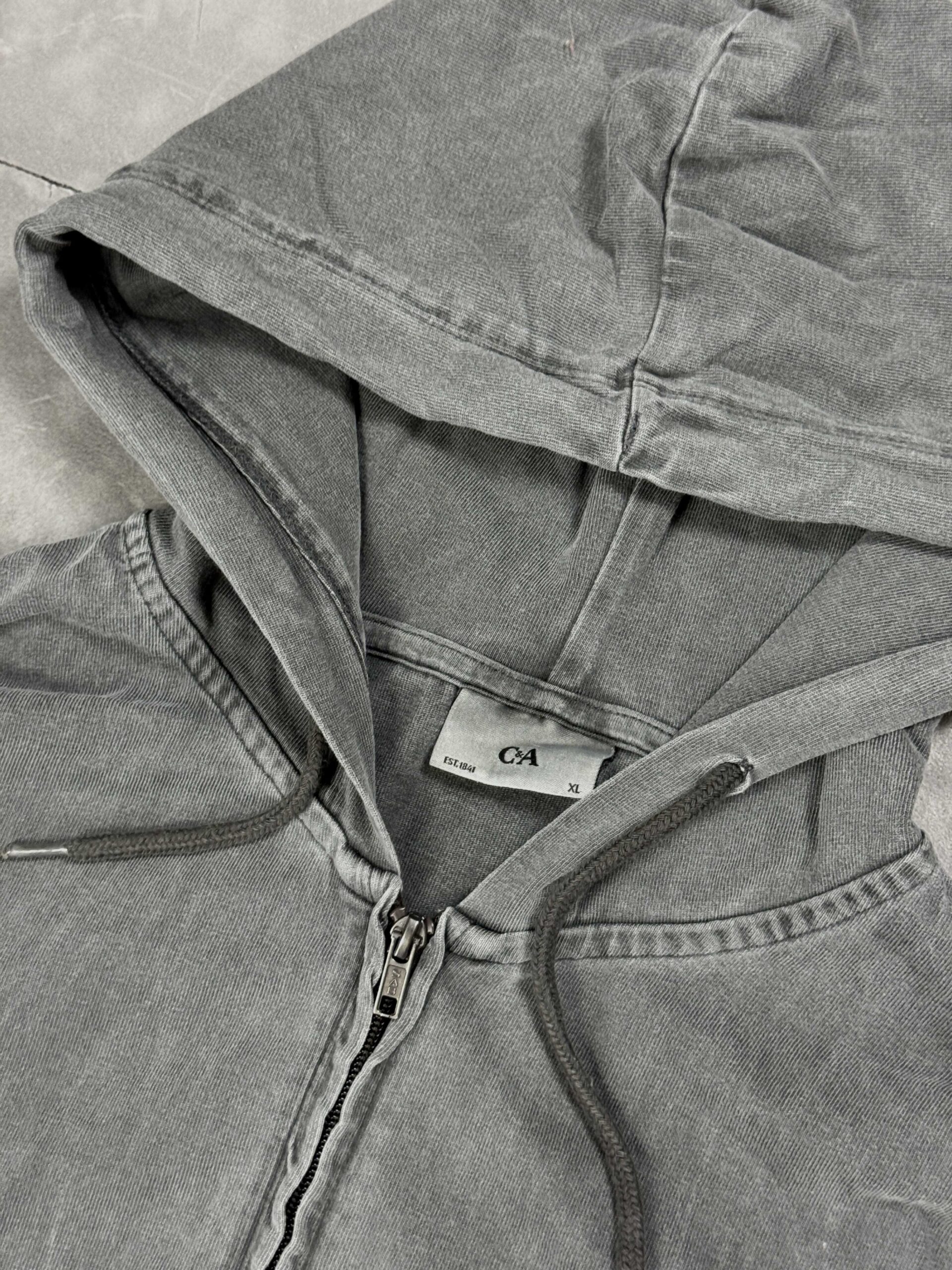 Vintage washed zip hoodie bluza z kapturem oversize (XL) - obrazek 5