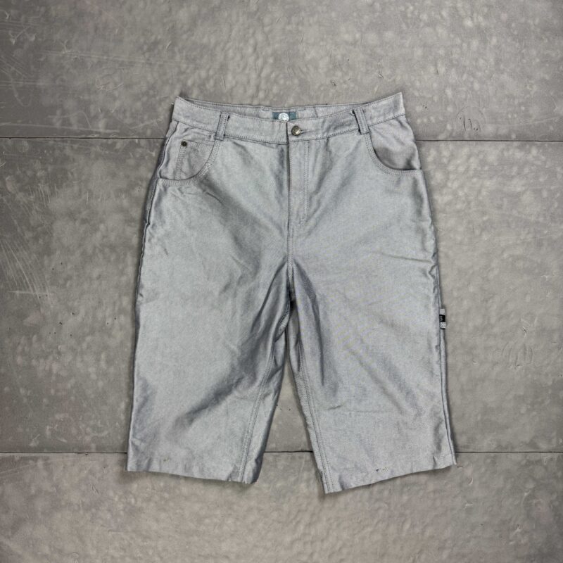 Vintage retro silver denim carpenter shorts srebne szorty 90s (L)