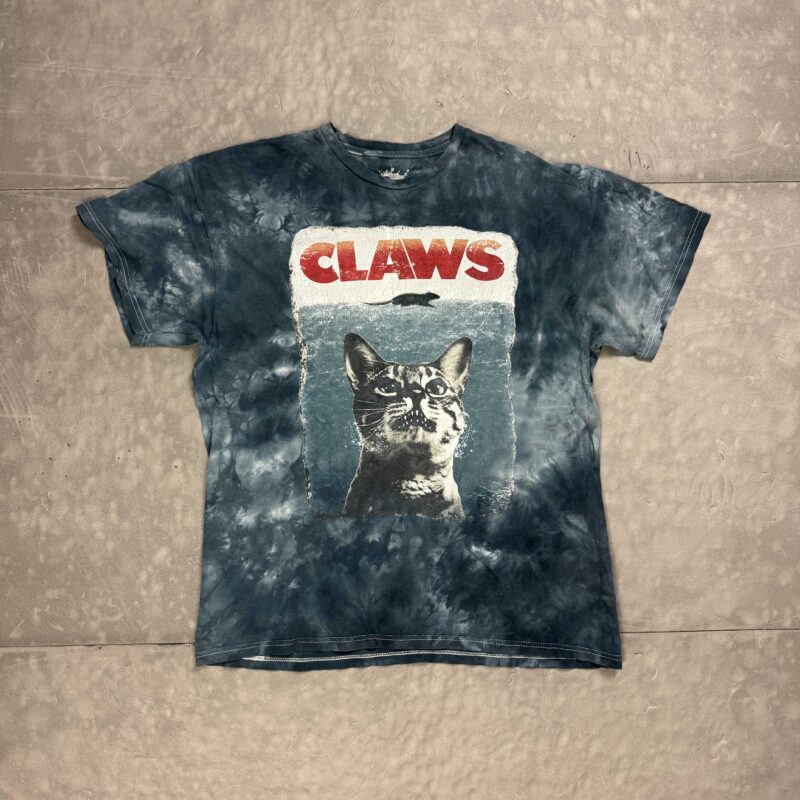 Vintage tie dye T-shirt "CLAWS" retro duży nadruk (M)