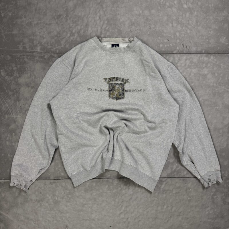 Vintage oversize Stussy crewneck bluza z nadrukiem 90s (L/XL)