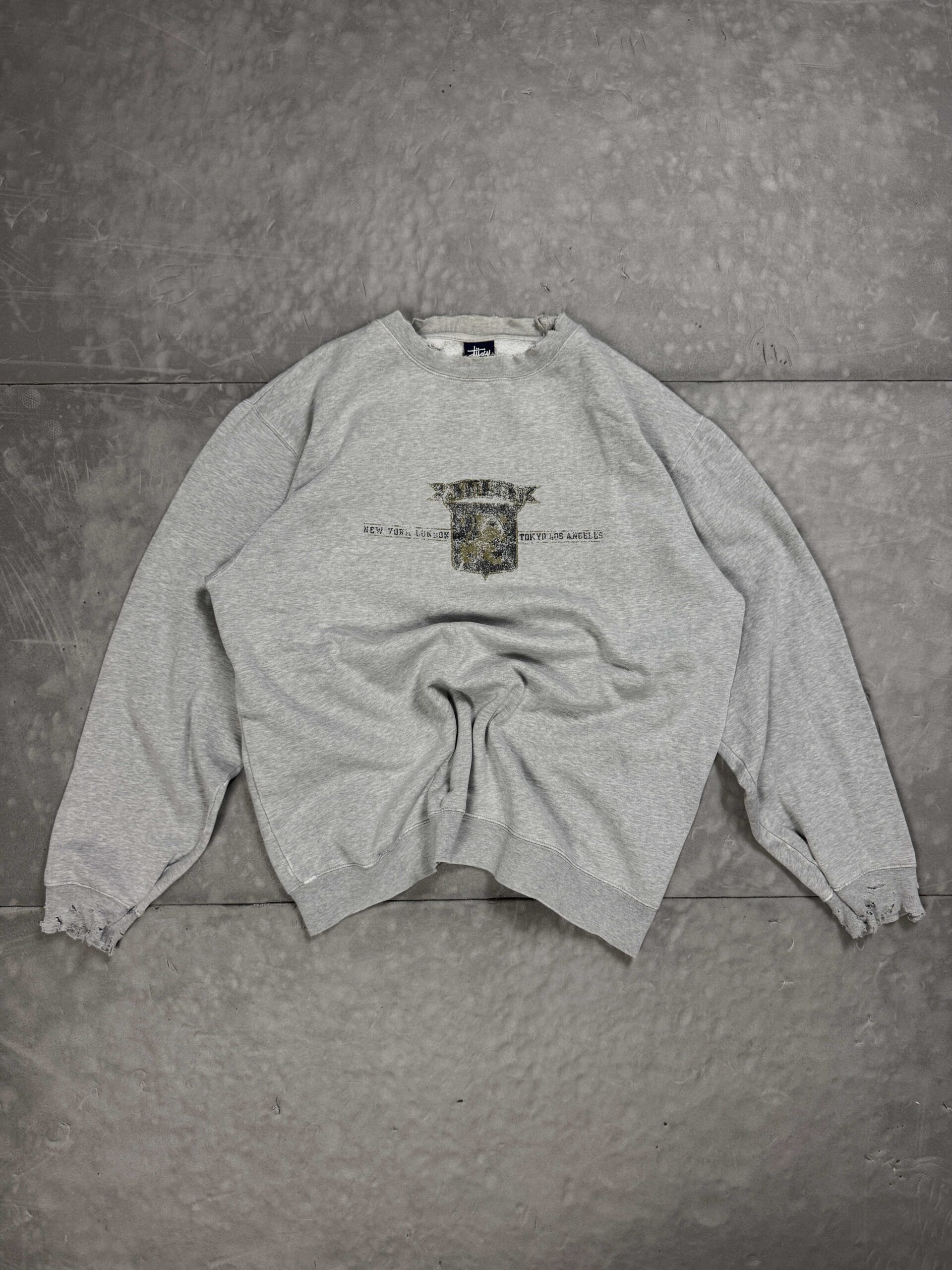 Vintage oversize Stussy crewneck bluza z nadrukiem 90s (L/XL)