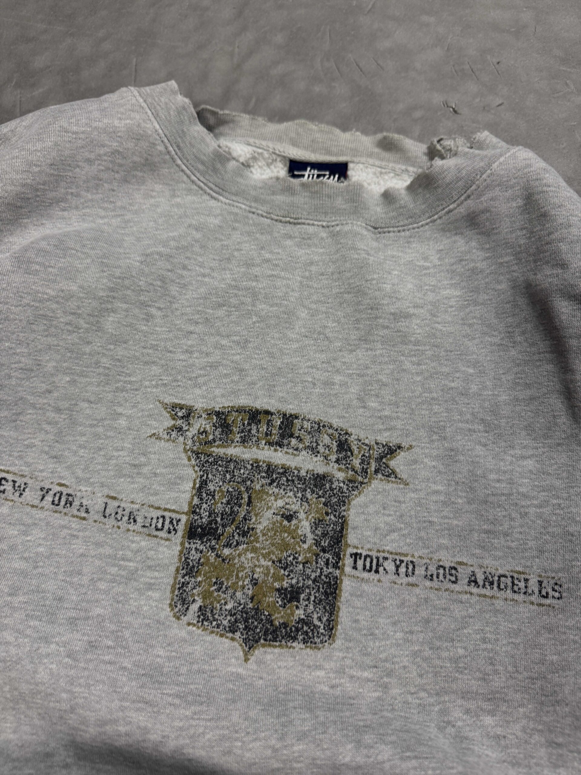 Vintage oversize Stussy crewneck bluza z nadrukiem 90s (L/XL) - obrazek 4