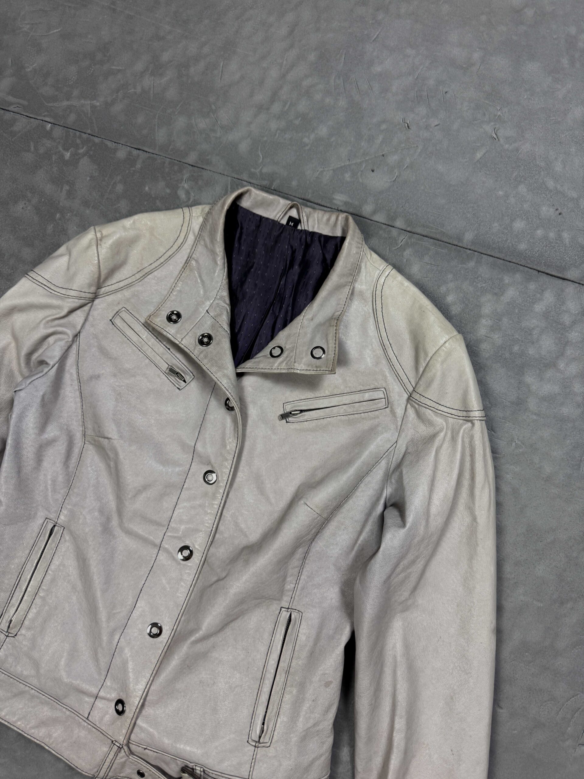 Vintage biker leather jacket kurtka skórzana damska 90s (M) - obrazek 3
