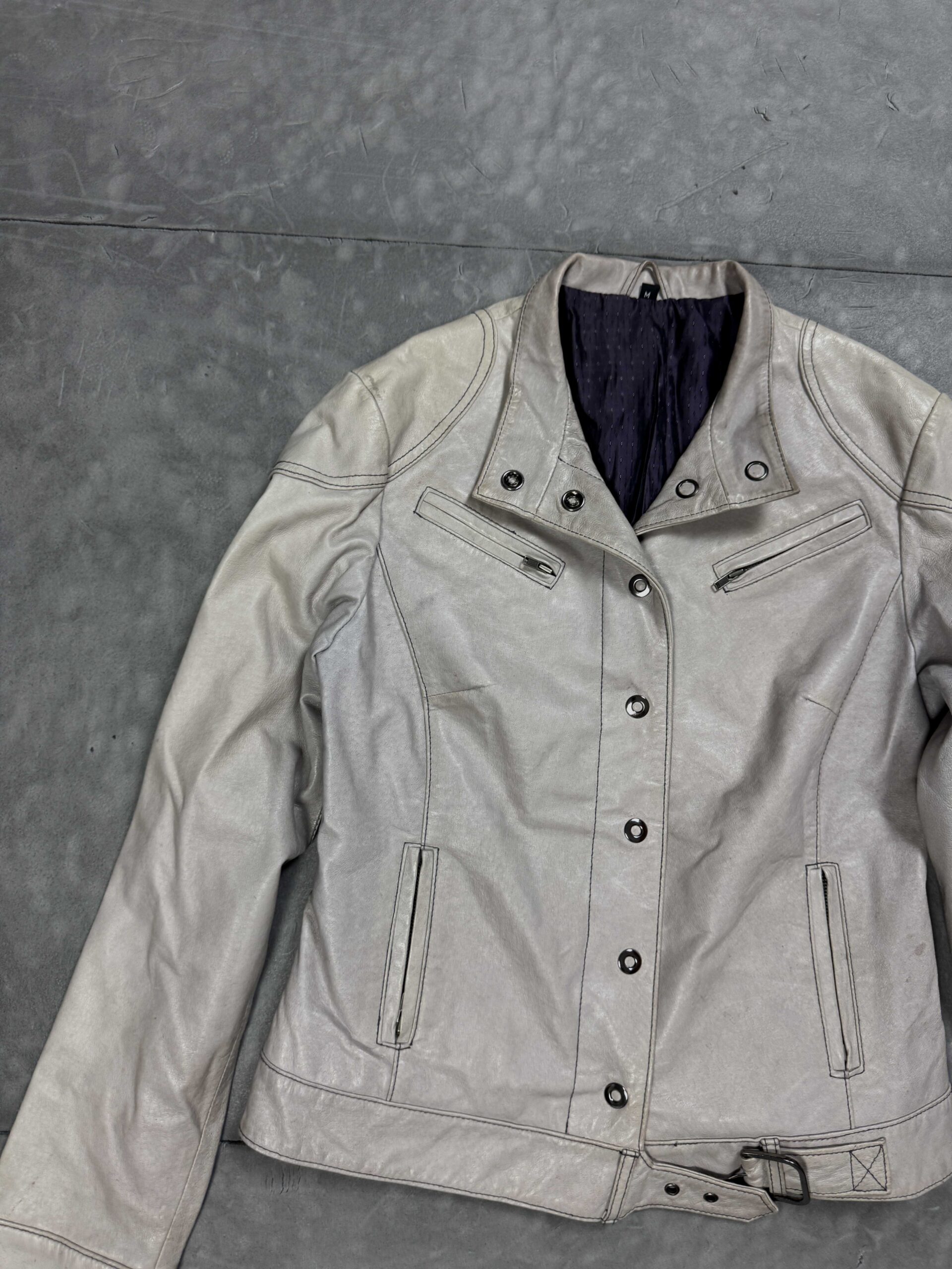 Vintage biker leather jacket kurtka skórzana damska 90s (M) - obrazek 4