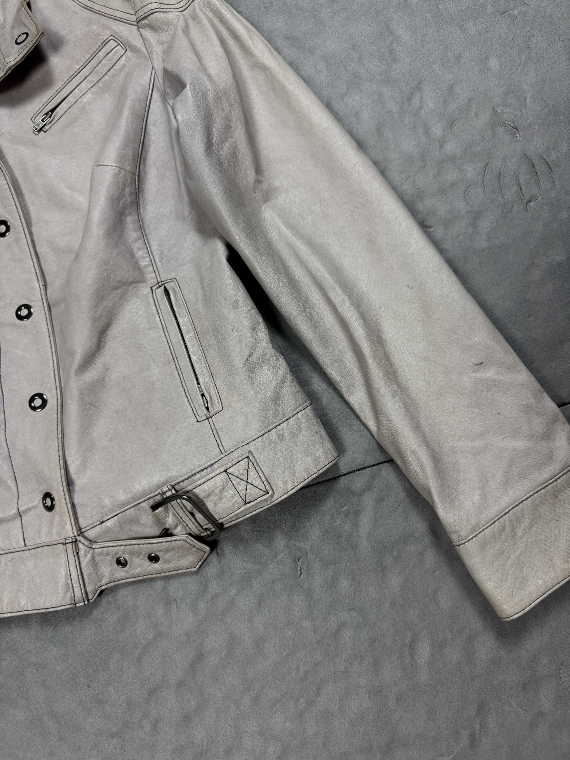 Vintage biker leather jacket kurtka skórzana damska 90s (M) - obrazek 6
