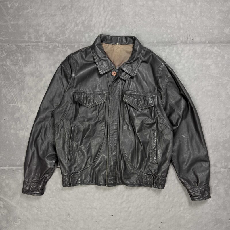 Vintage oversize boxy leather jacket kurtka skórzana (M/L)