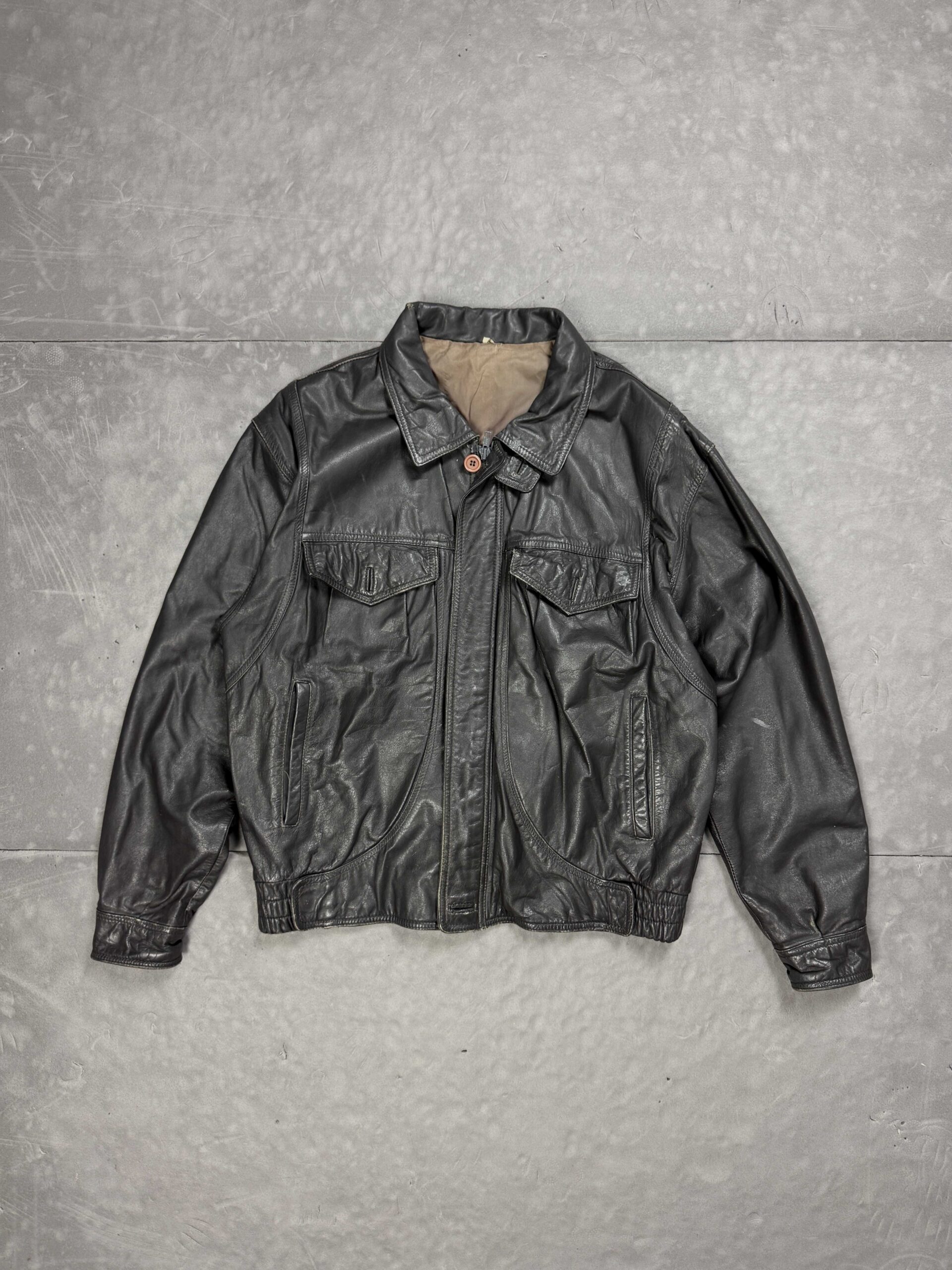 Vintage oversize boxy leather jacket kurtka skórzana (M/L)