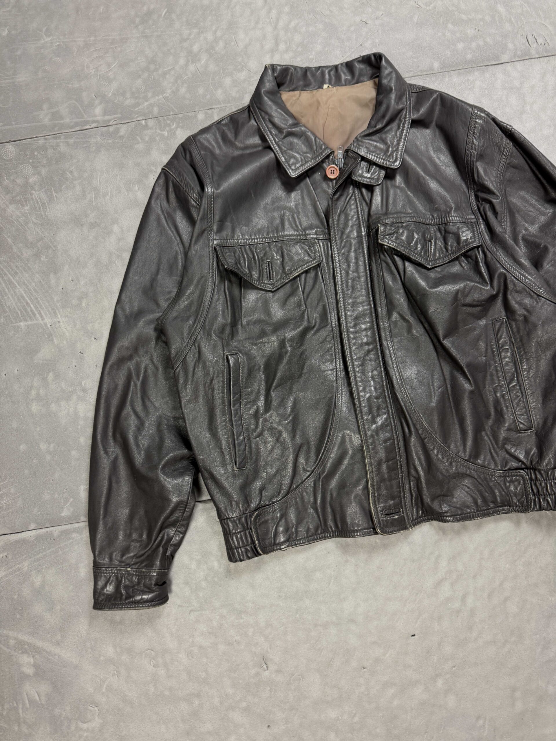 Vintage oversize boxy leather jacket kurtka skórzana (M/L) - obrazek 3