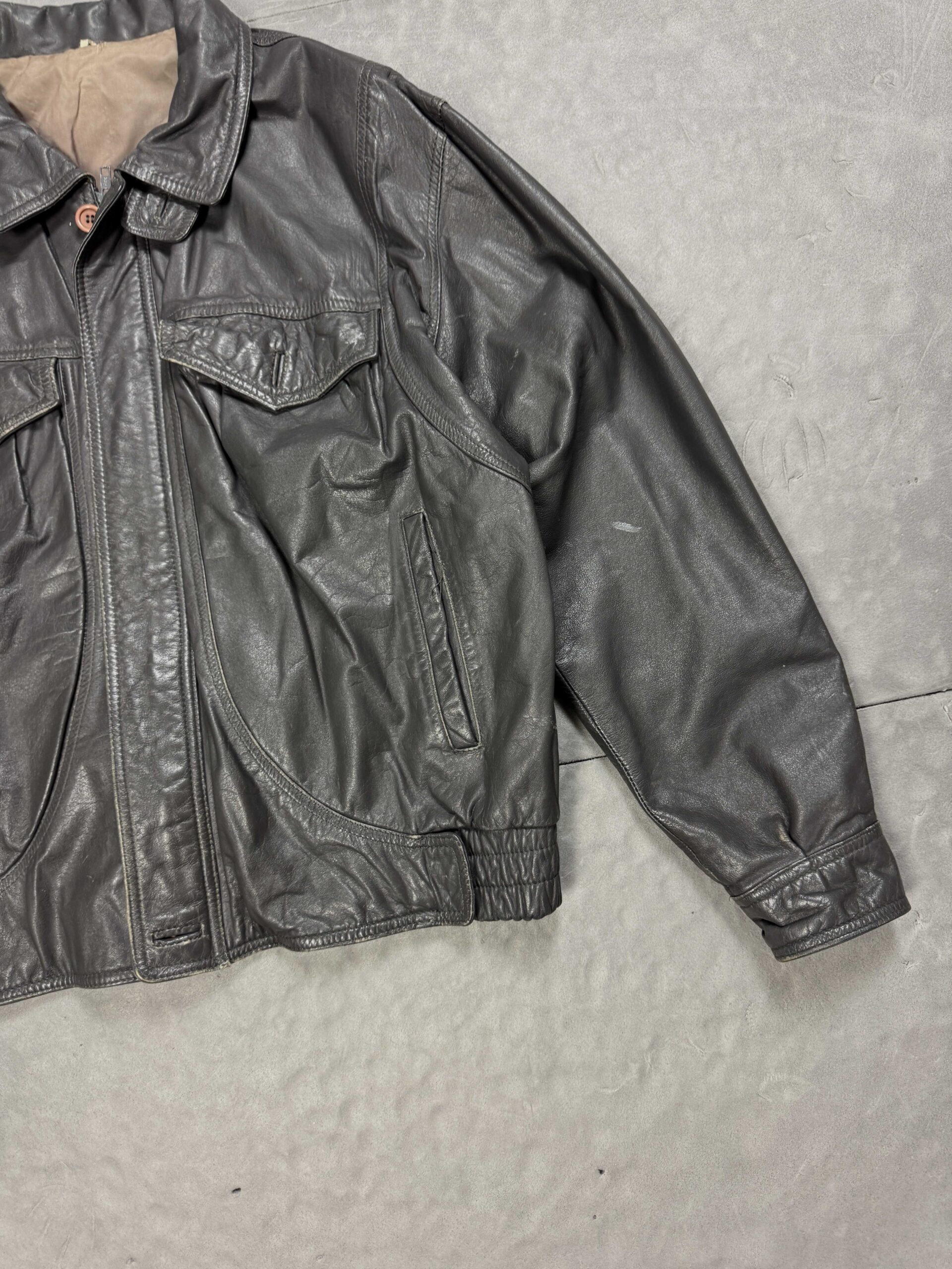 Vintage oversize boxy leather jacket kurtka skórzana (M/L) - obrazek 5