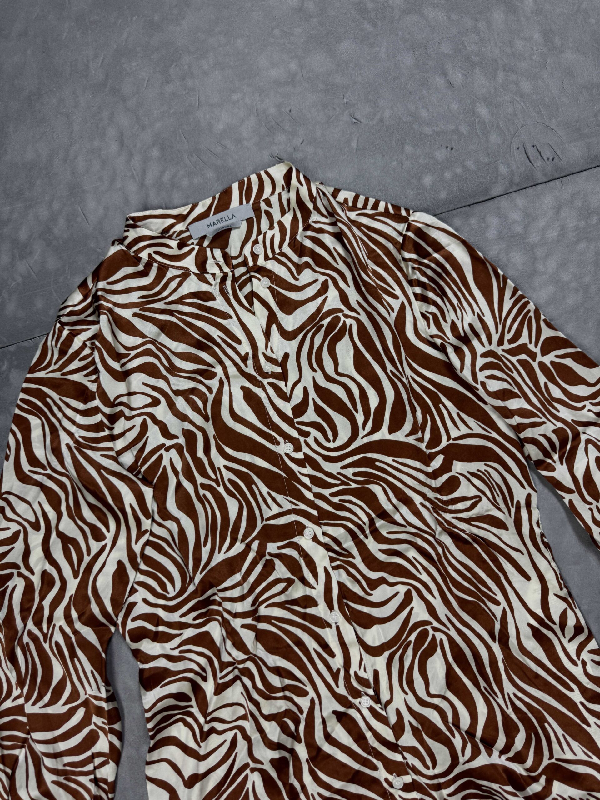Vintage Marella jedwabna koszula w panterke (S) - obrazek 3
