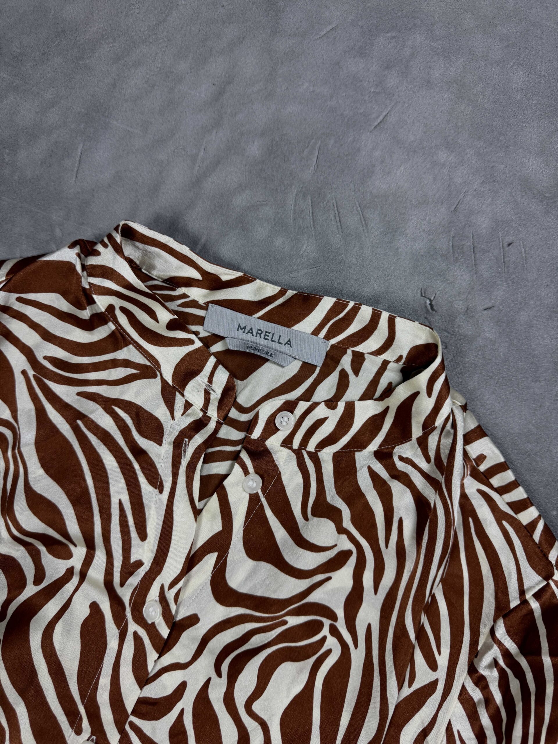 Vintage Marella jedwabna koszula w panterke (S) - obrazek 4