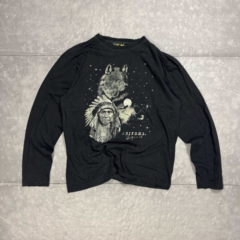 Vintage oversize longleeve T-shirt z dużym nadrukiem (L/XL)