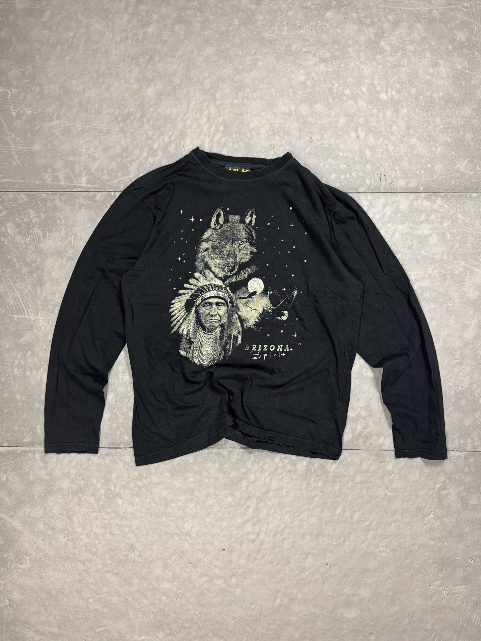Vintage oversize longleeve T-shirt z dużym nadrukiem (L/XL)