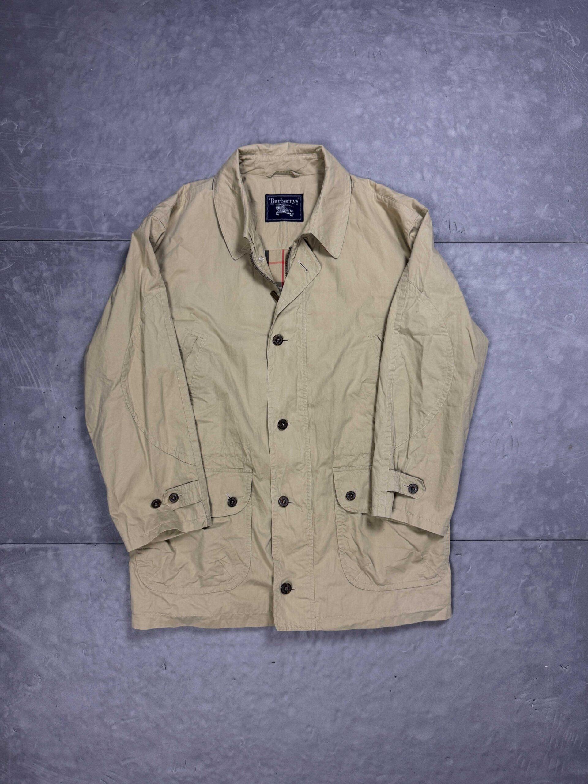 Burberry beżowy klasyczny płaszcz nova check vintage retro 90s (L/XL)