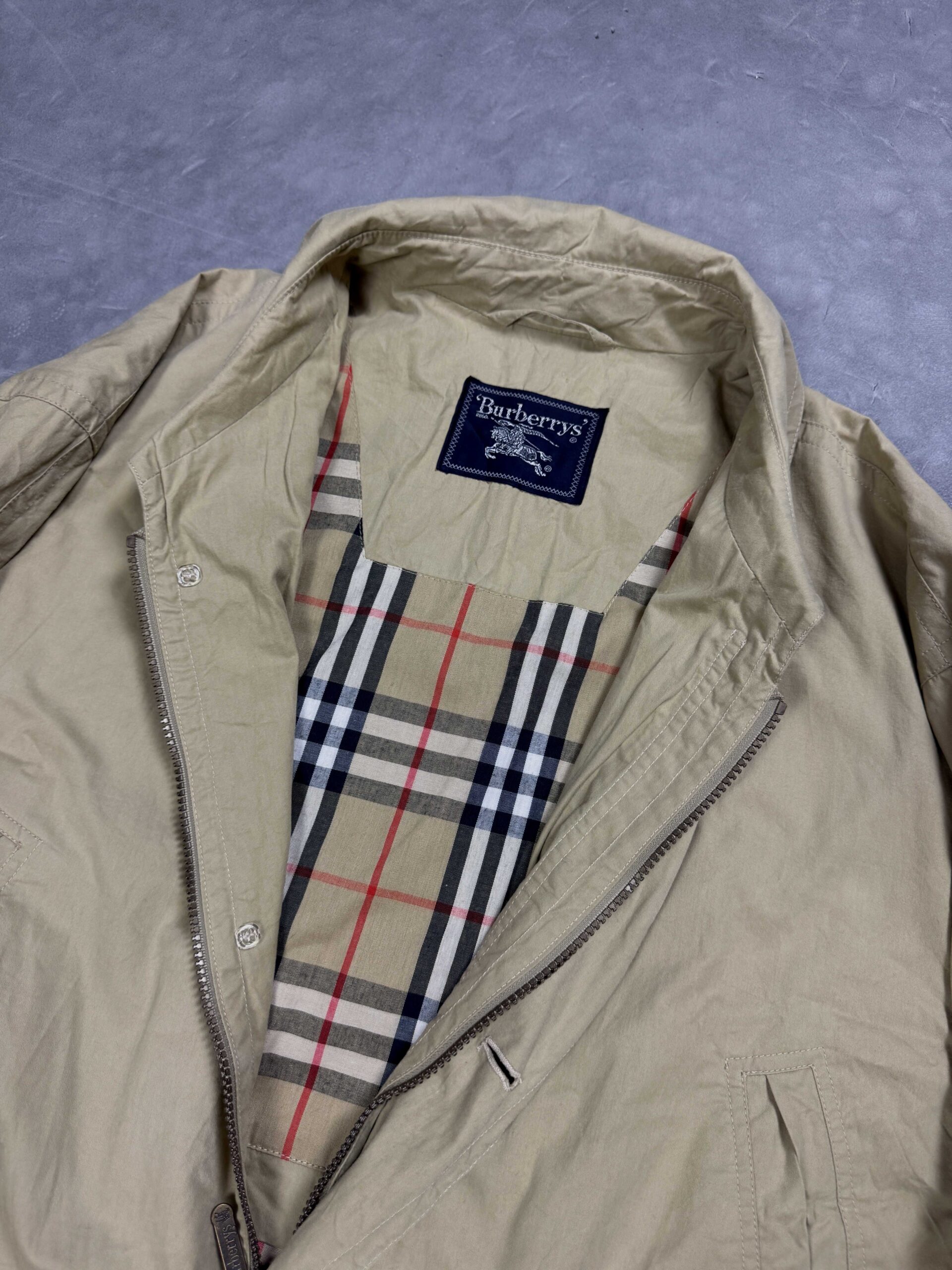 Burberry beżowy klasyczny płaszcz nova check vintage retro 90s (L/XL) - obrazek 3