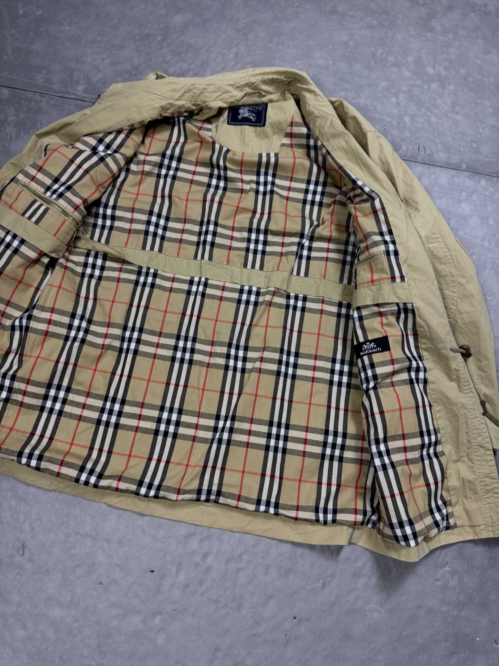 Burberry beżowy klasyczny płaszcz nova check vintage retro 90s (L/XL) - obrazek 4