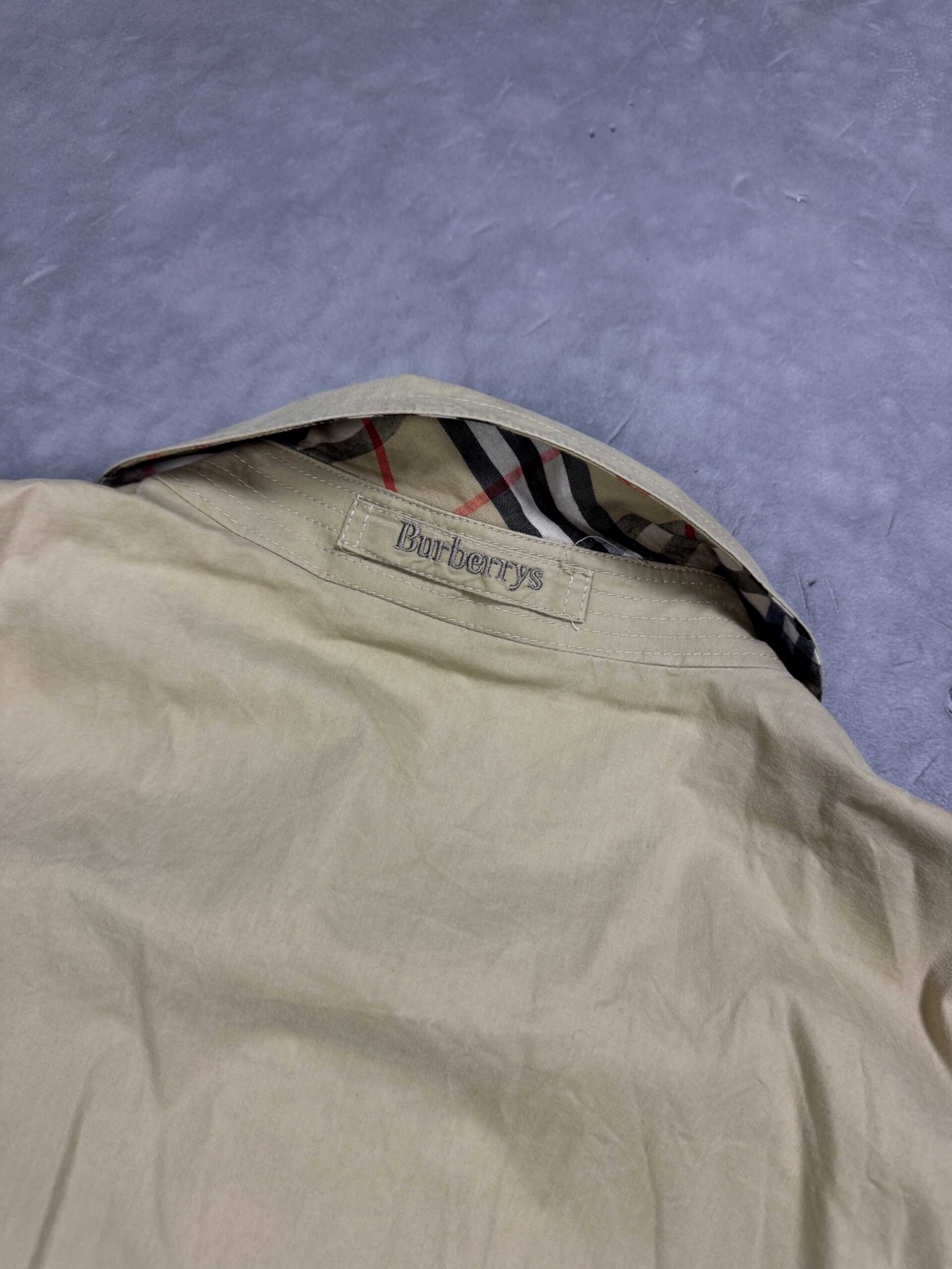 Burberry beżowy klasyczny płaszcz nova check vintage retro 90s (L/XL) - obrazek 8
